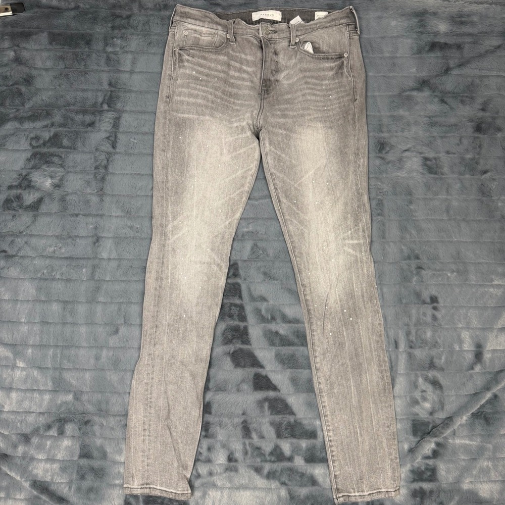 PacSun Stacked Skinny Gray Paint Splatter Jeans Mens 31x32 Slim Fit Denim